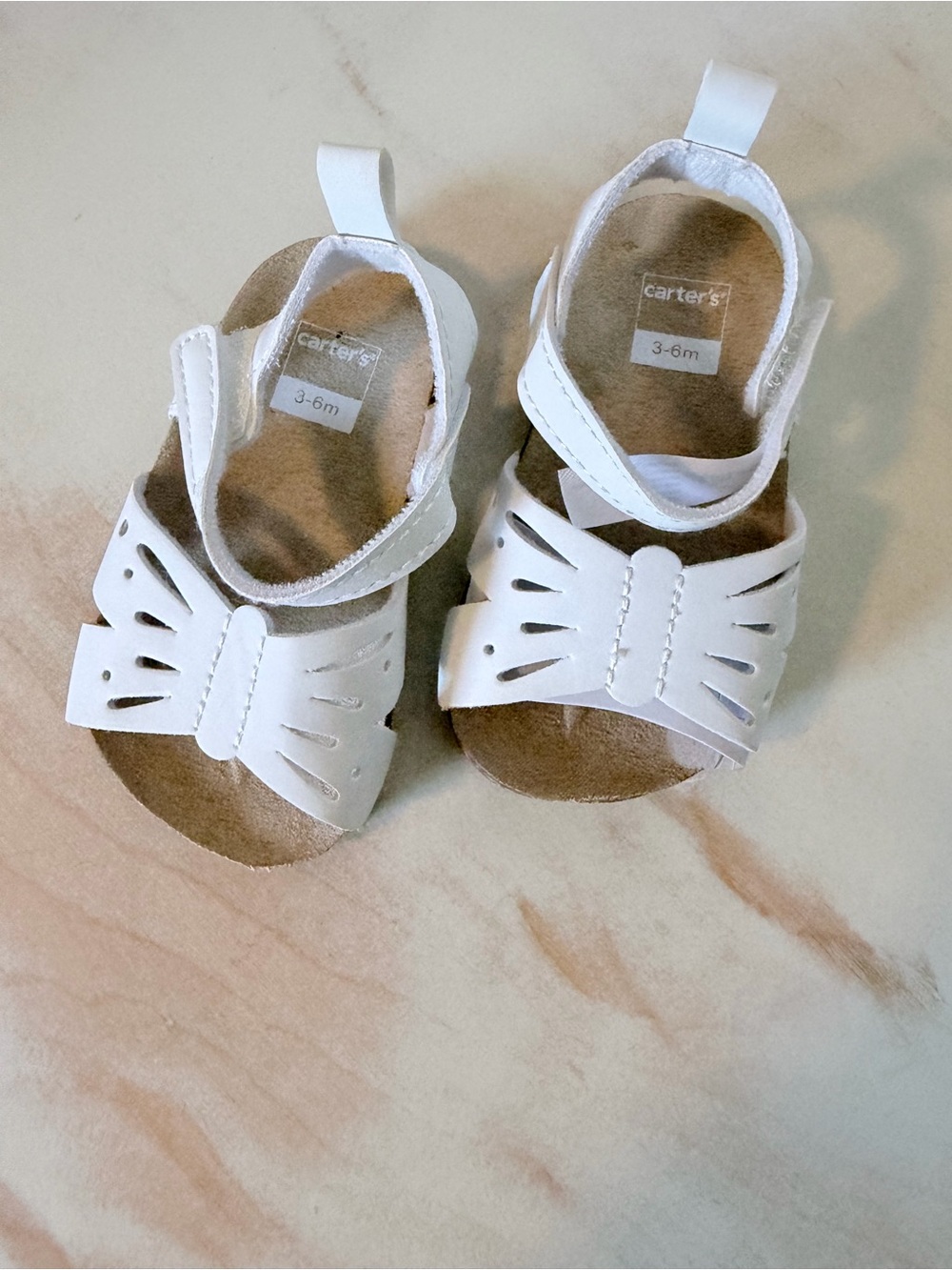 Carter's White Baby Girl Bow-Accent Sandals